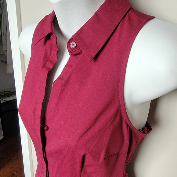 Magenta Business Dress Polo with Flowy Skirt S - Picture 2 of 6